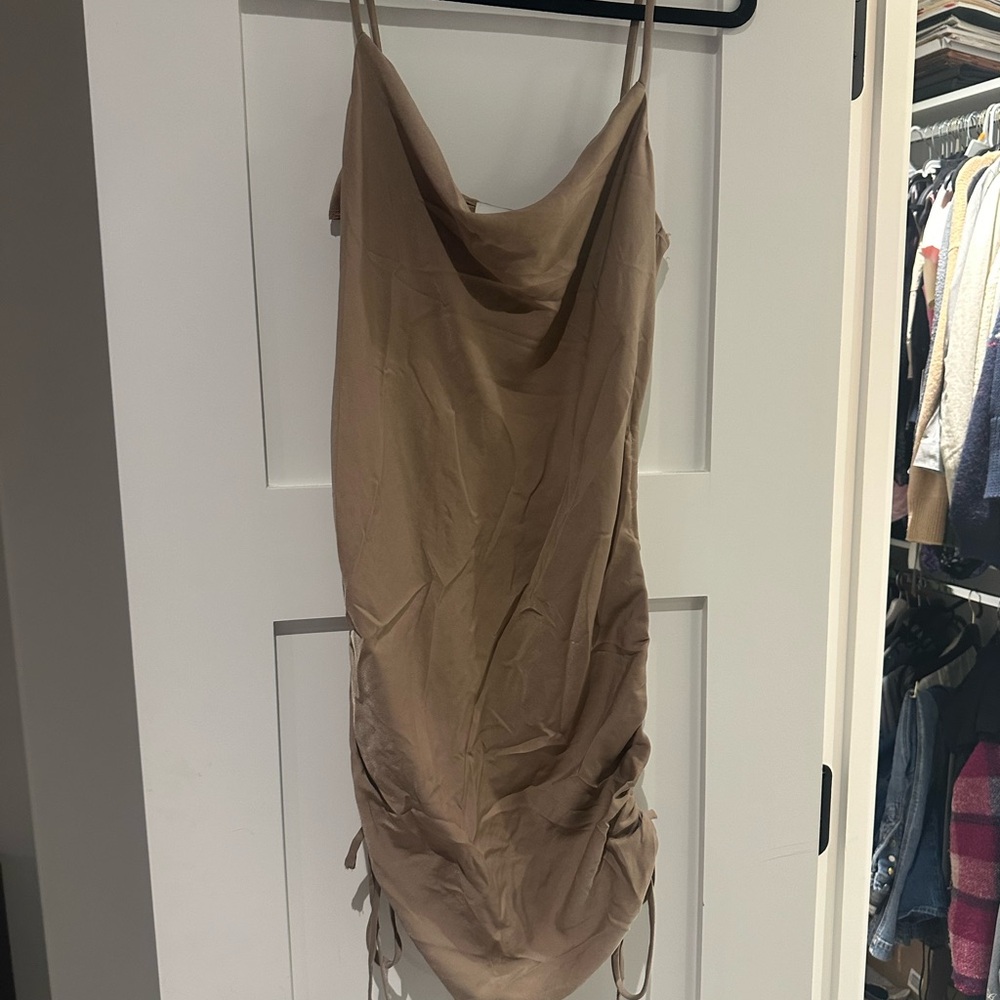 Gilli Taupe Cowl Neck Slip Dress